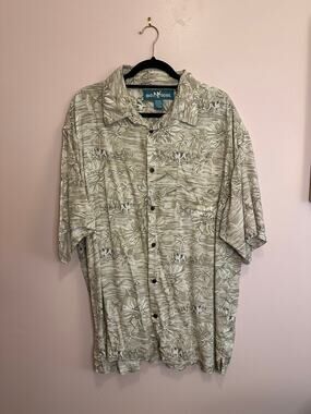 Big Dog Men's Hawaiian Print Button Up Shirt Vintage XL
